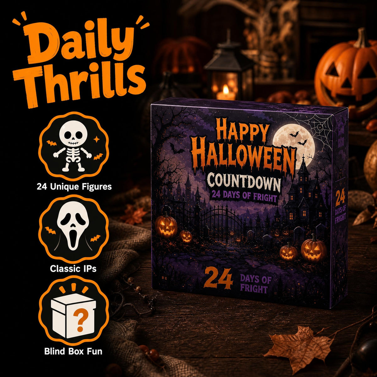 Halloween 24 Days Countdown Blind Box Set, 24 Unique Zombie theme Mini Figures