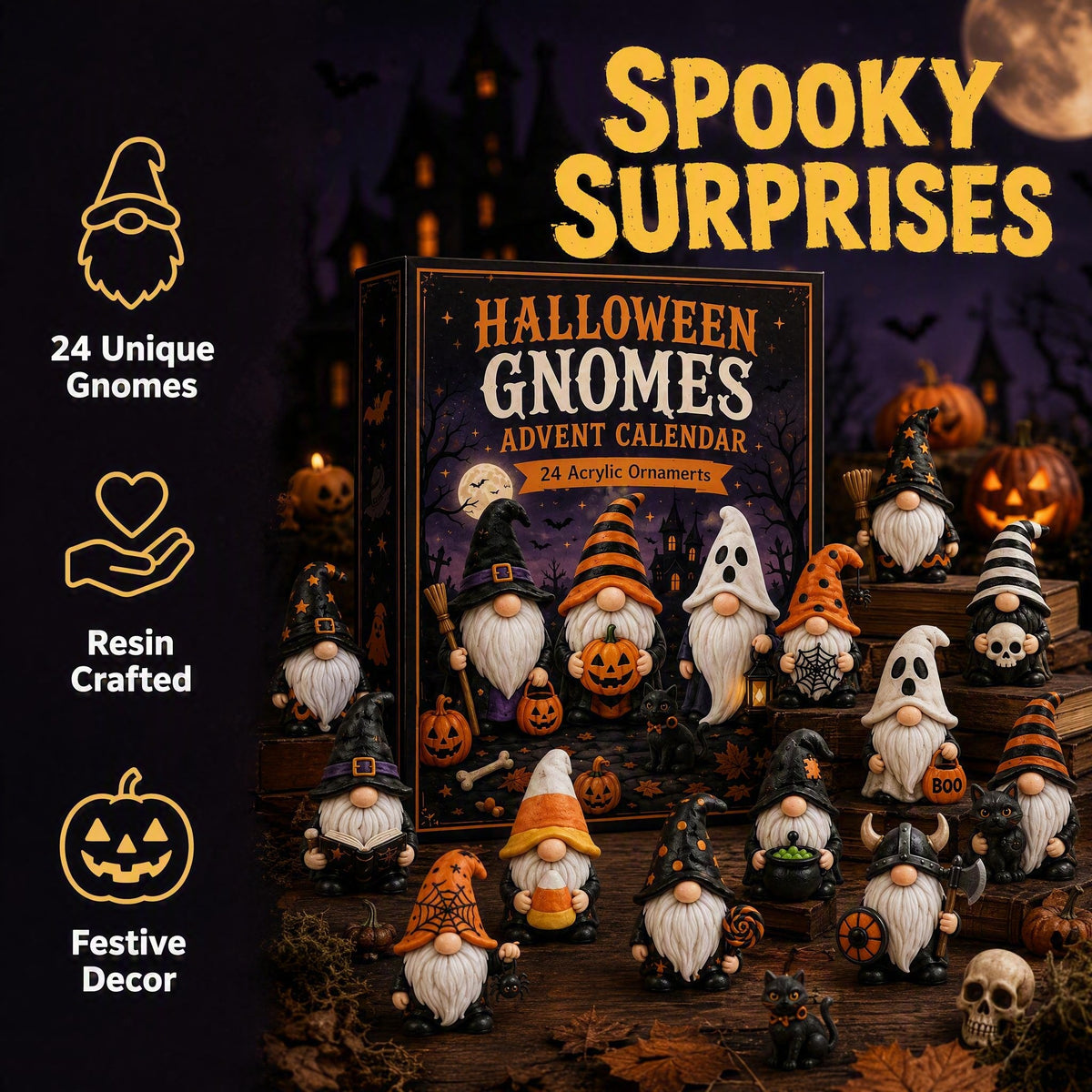 Halloween Ghost Dwarf Arrival Calendar 24 Different Faceless Ghost Dwarf Statues Halloween Day Blind Box Set