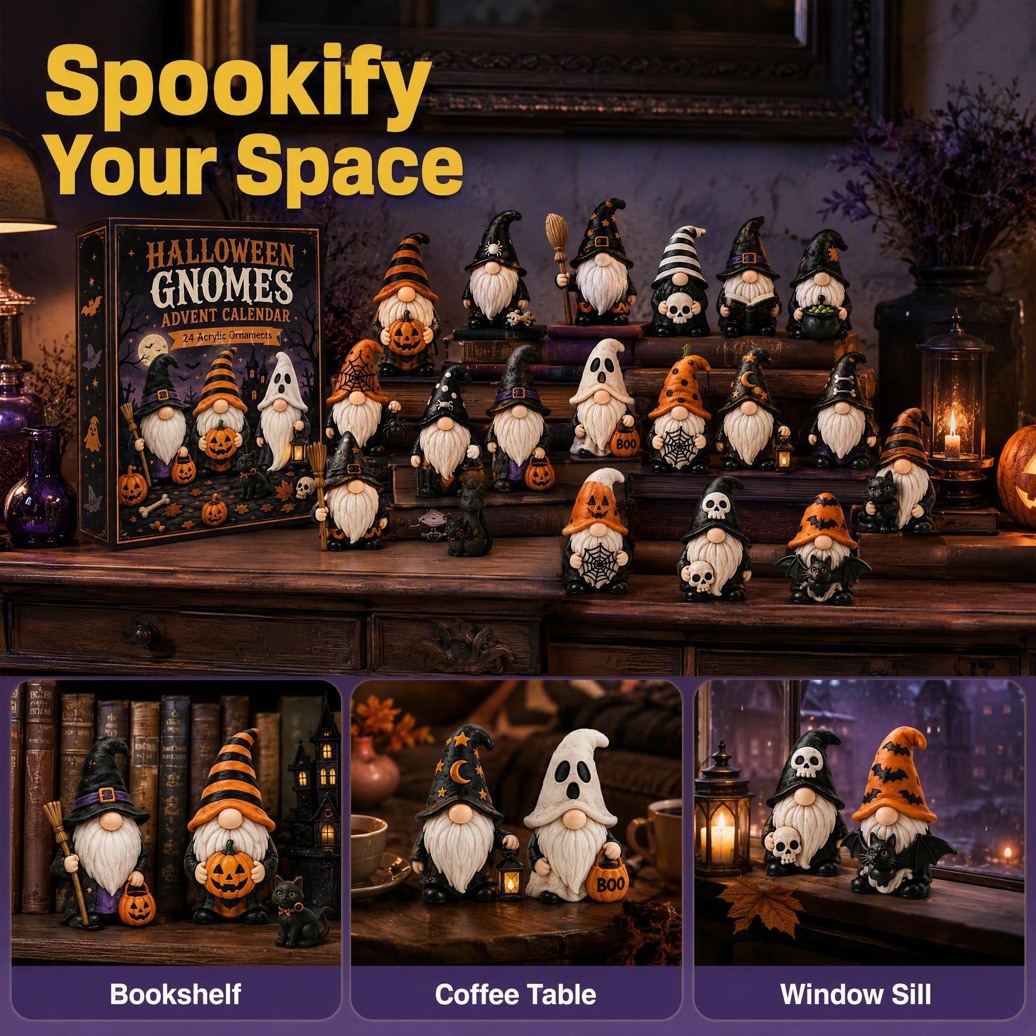 Halloween Ghost Dwarf Arrival Calendar 24 Different Faceless Ghost Dwarf Statues Halloween Day Blind Box Set