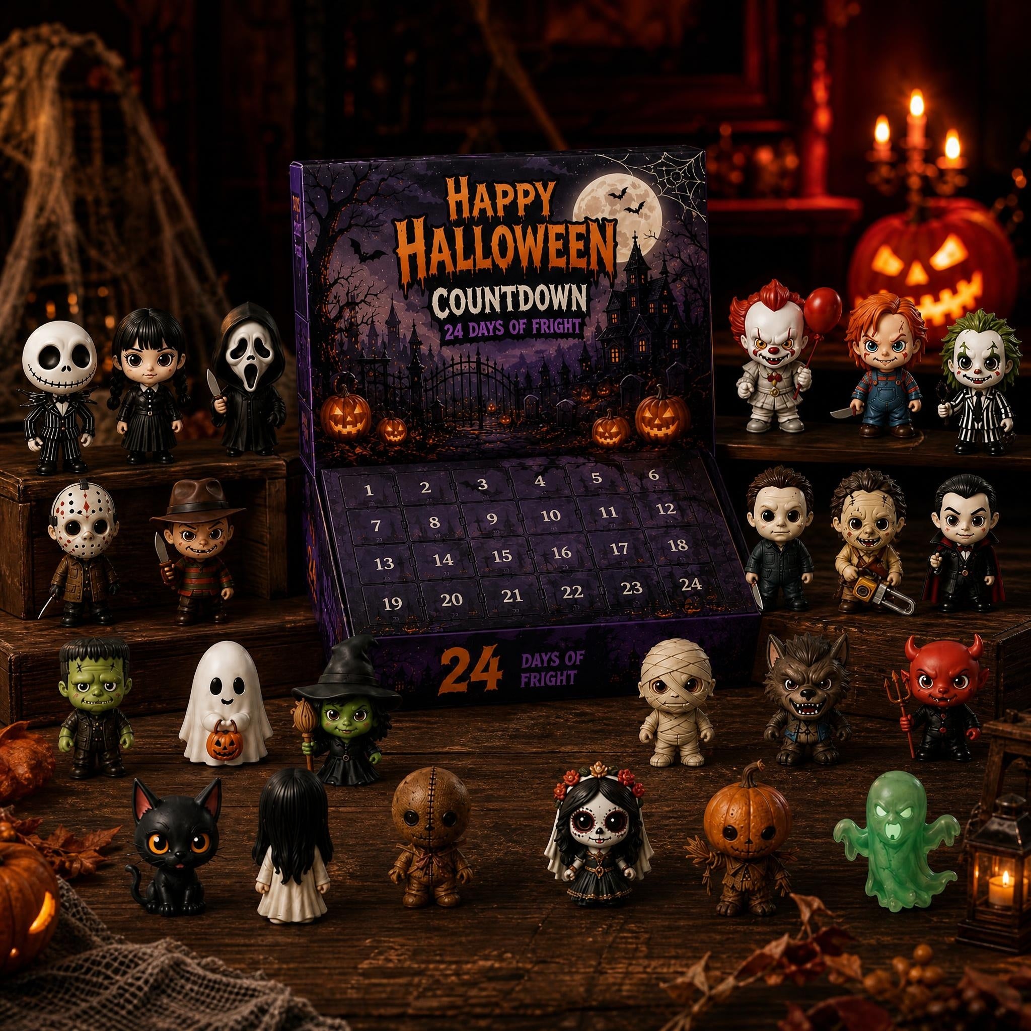 Halloween 24 Days Countdown Blind Box Set, 24 Unique Zombie theme Mini Figures