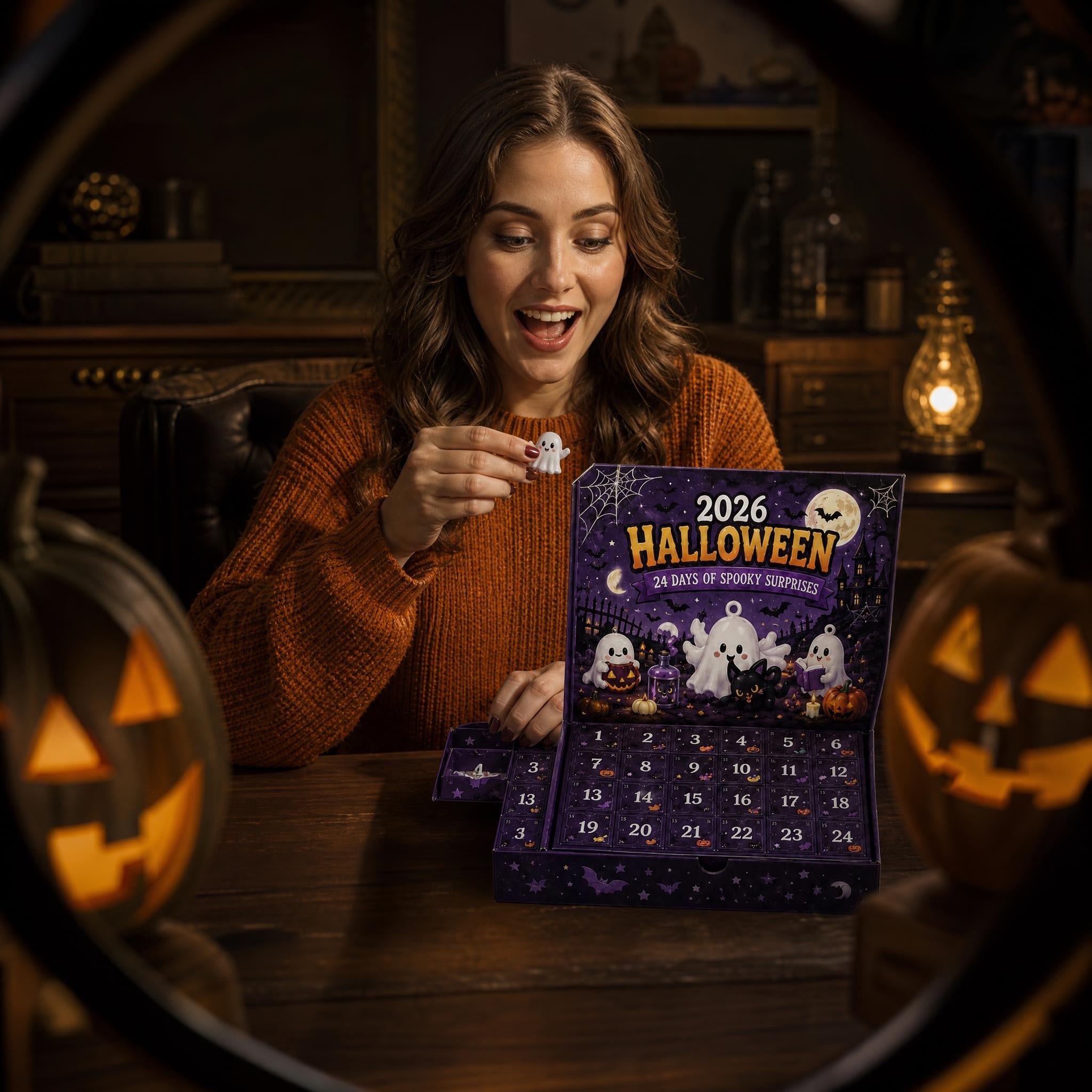 2026 Halloween Arrival Calendar 24 Ghostly Horror Style Countdown Blind Box Gift Set