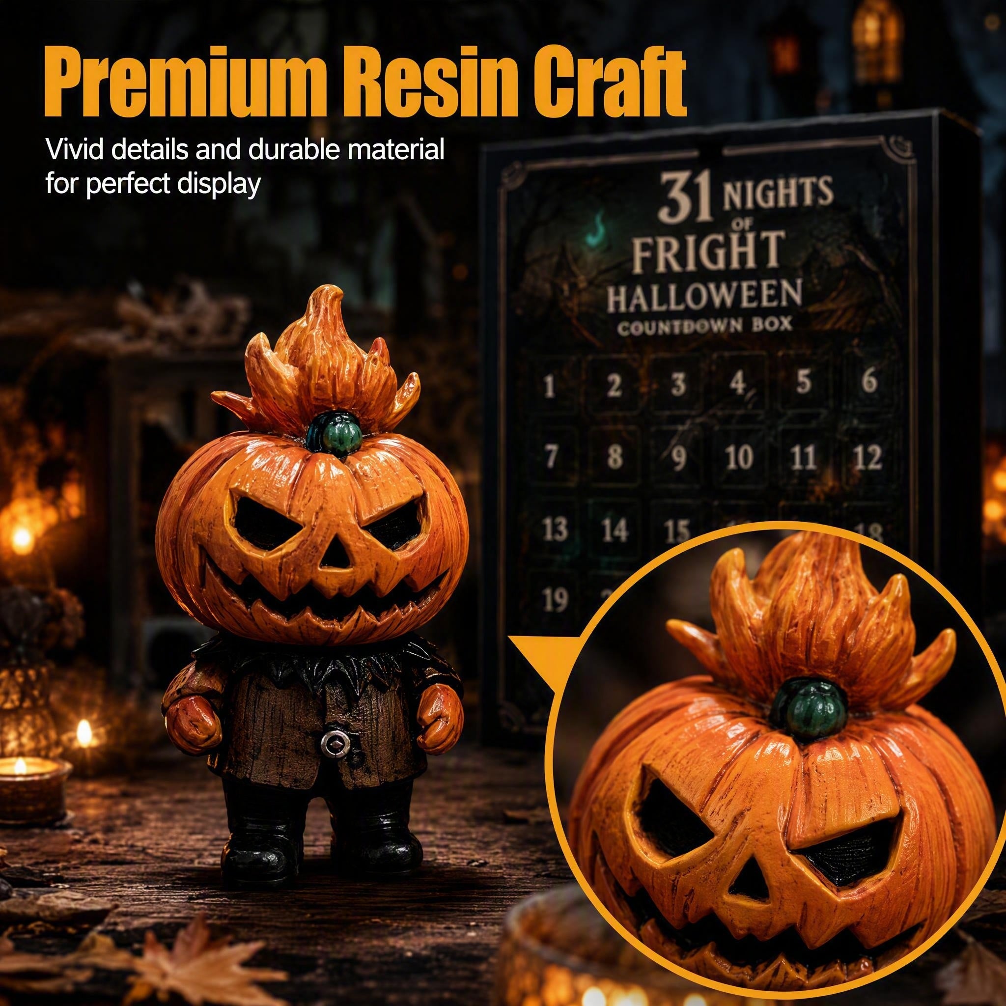 Halloween 31 nights Countdown Blind Box Set Spooky Cute Resin Figurine Advent Calendar for Holiday Decoration Gifts