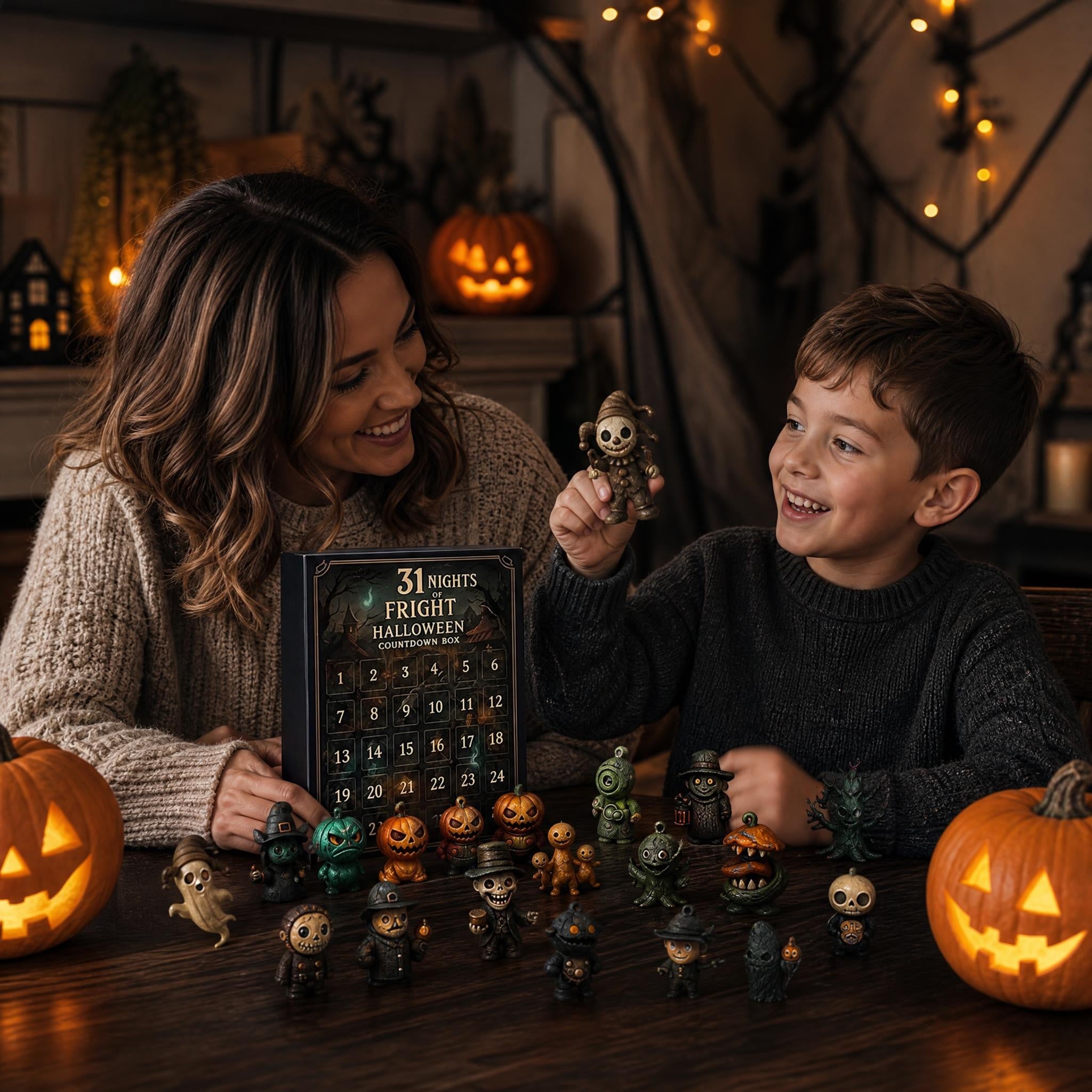 Halloween 31 nights Countdown Blind Box Set Spooky Cute Resin Figurine Advent Calendar for Holiday Decoration Gifts