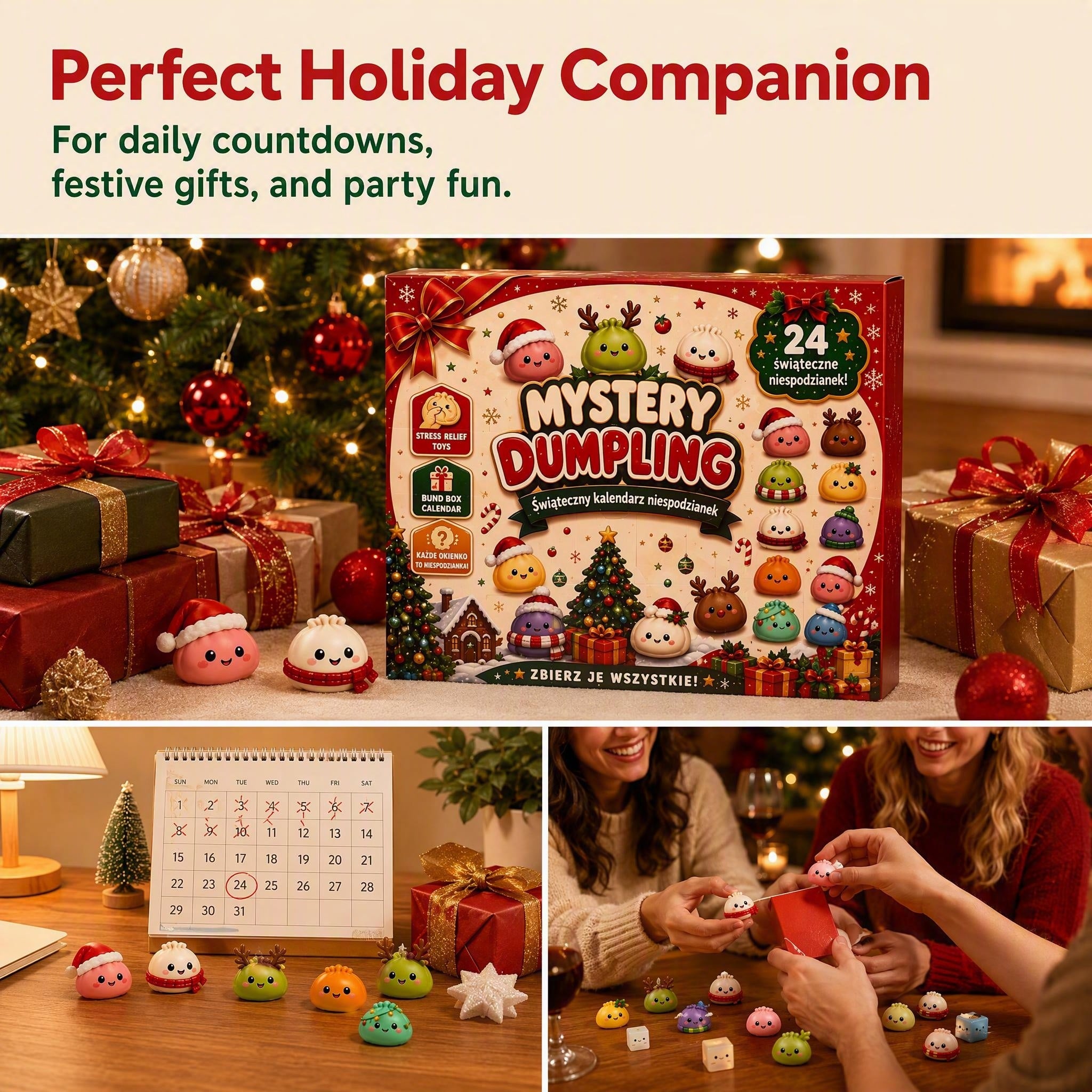 Christmas Dumplings Arrival Calendar 24 Day Countdown Surprise Gift Box Set Pinching and Relaxing Series Blind Box