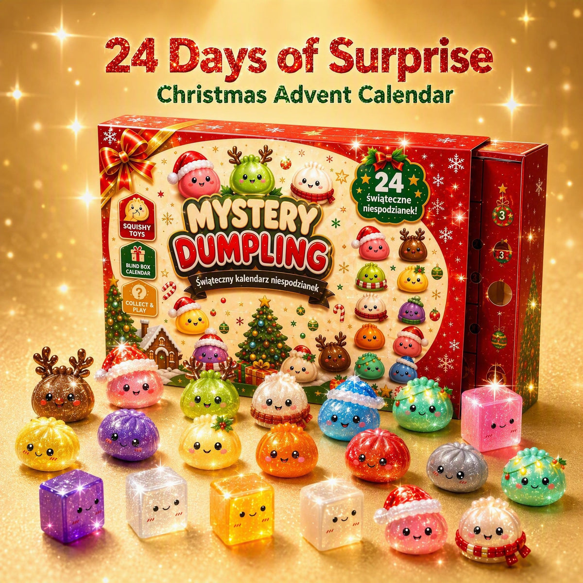 Christmas Dumplings Arrival Calendar 24 Day Countdown Surprise Gift Box Set Pinching and Relaxing Series Blind Box