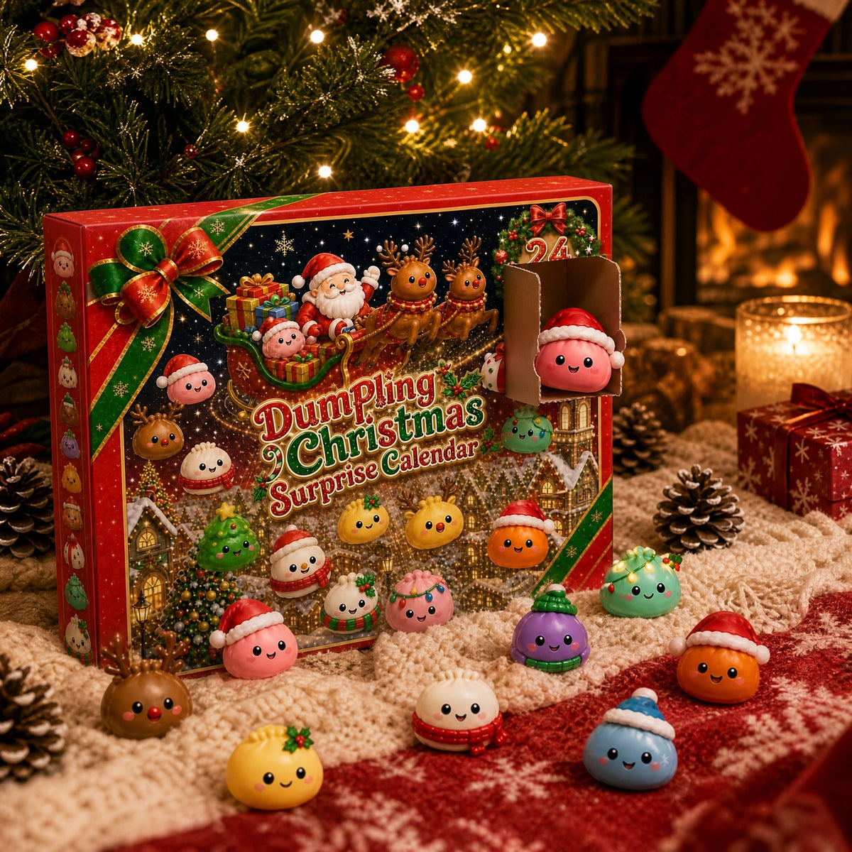 Christmas Dumplings Arrival Calendar 24 Day Countdown Surprise Gift Box Set Pinching and Relaxing Series Blind Box