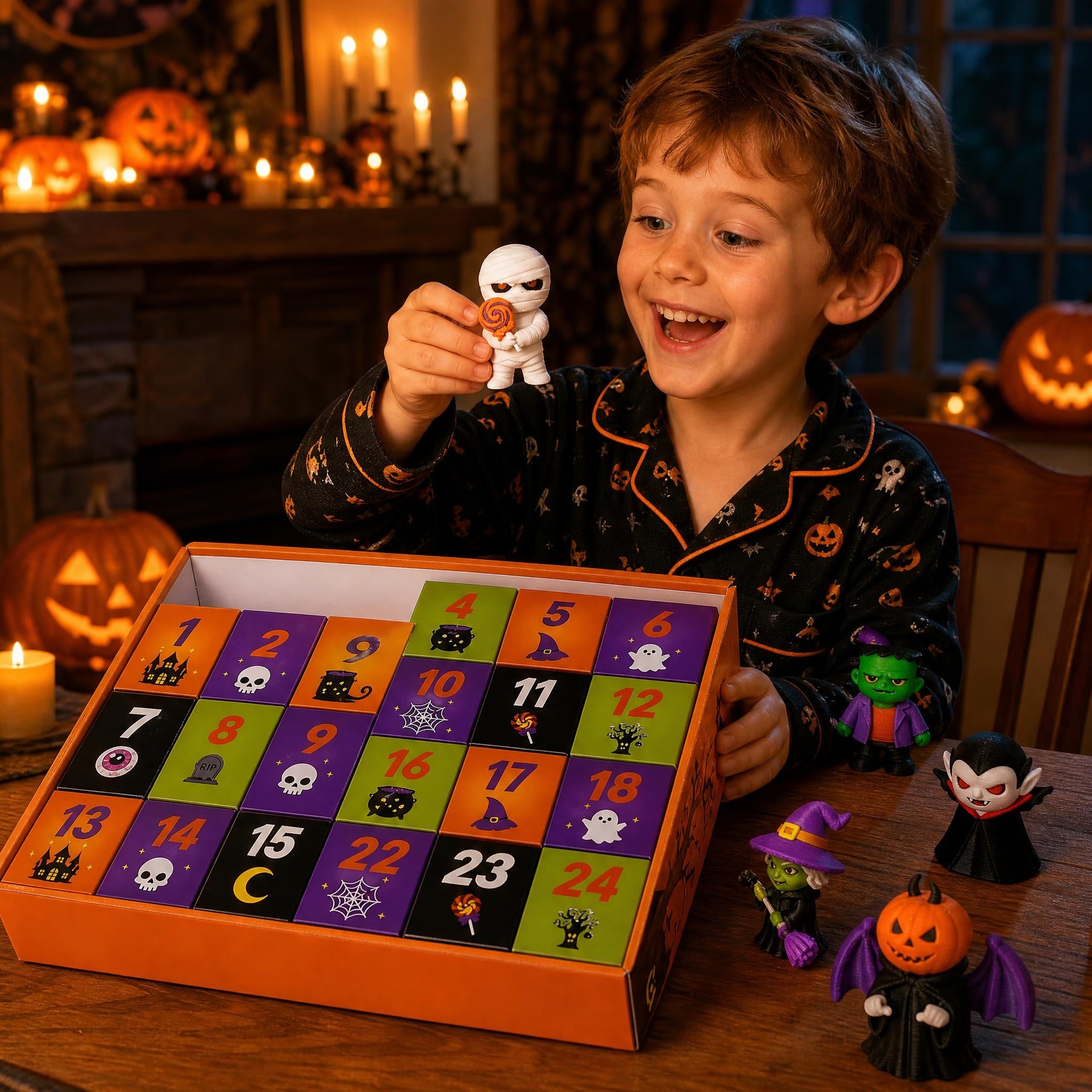 3D Printing 24 Day Halloween Arrival Calendar Mini Doll Pumpkin Ghost Blind Box Toy Blind Box Set
