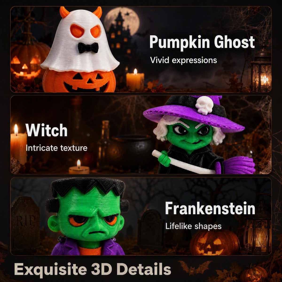 3D Printing 24 Day Halloween Arrival Calendar Mini Doll Pumpkin Ghost Blind Box Toy Blind Box Set