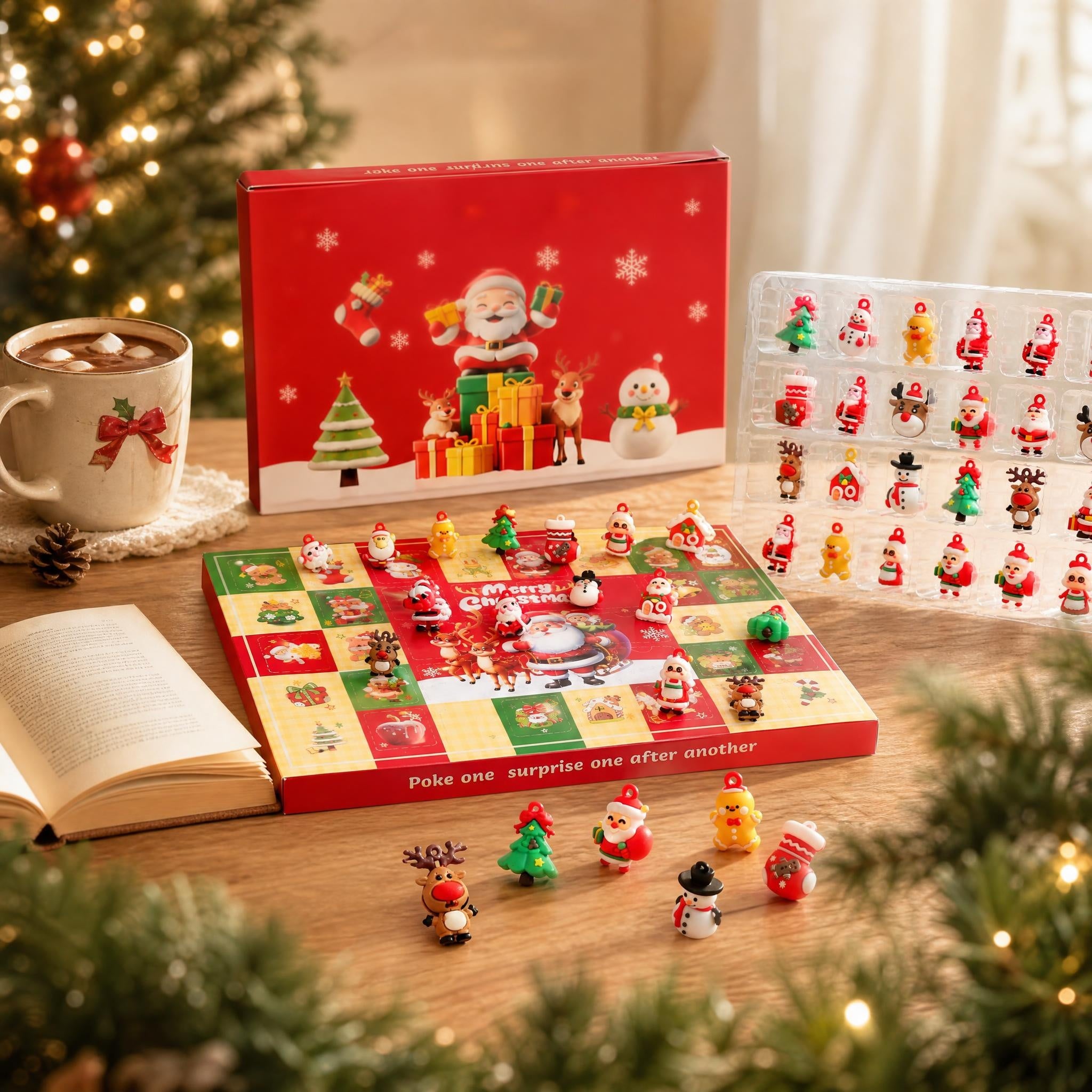 Christmas Pocket Surprise Blind Box Mini Santa Claus Set with 40 Cute PVC Christmas Characters Blind Boxes