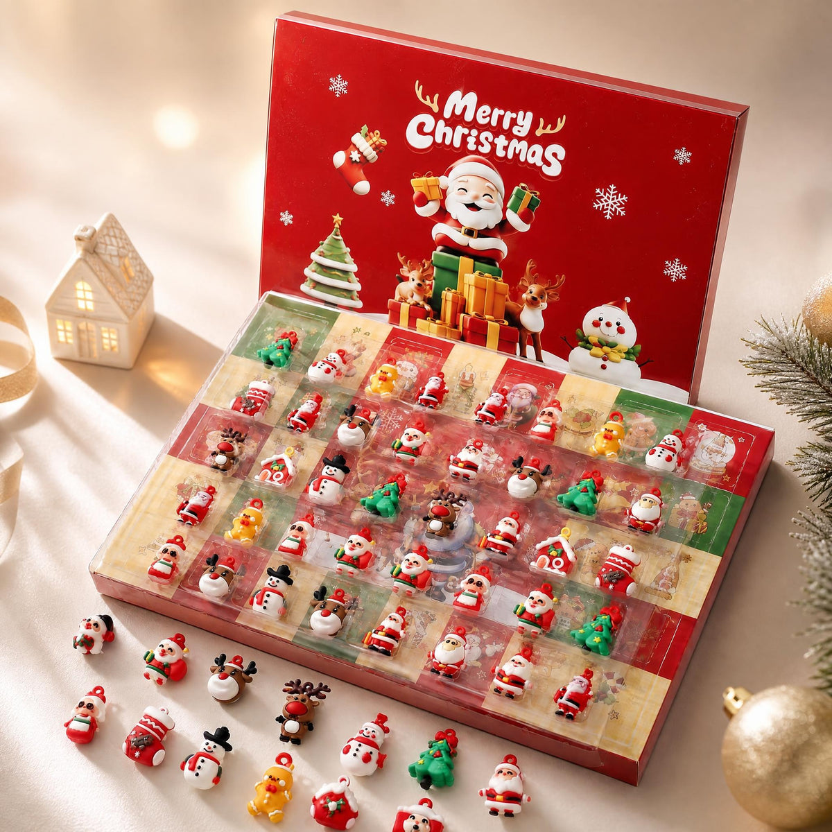Christmas Pocket Surprise Blind Box Mini Santa Claus Set with 40 Cute PVC Christmas Characters Blind Boxes
