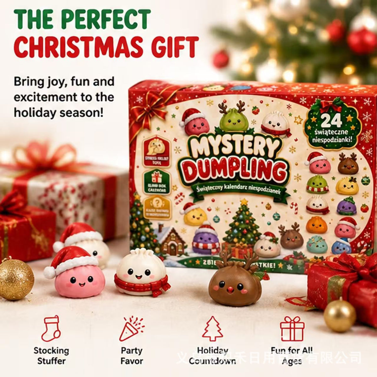 Christmas Dumplings Arrival Calendar 24 Day Countdown Surprise Gift Box Set Pinching and Relaxing Series Blind Box
