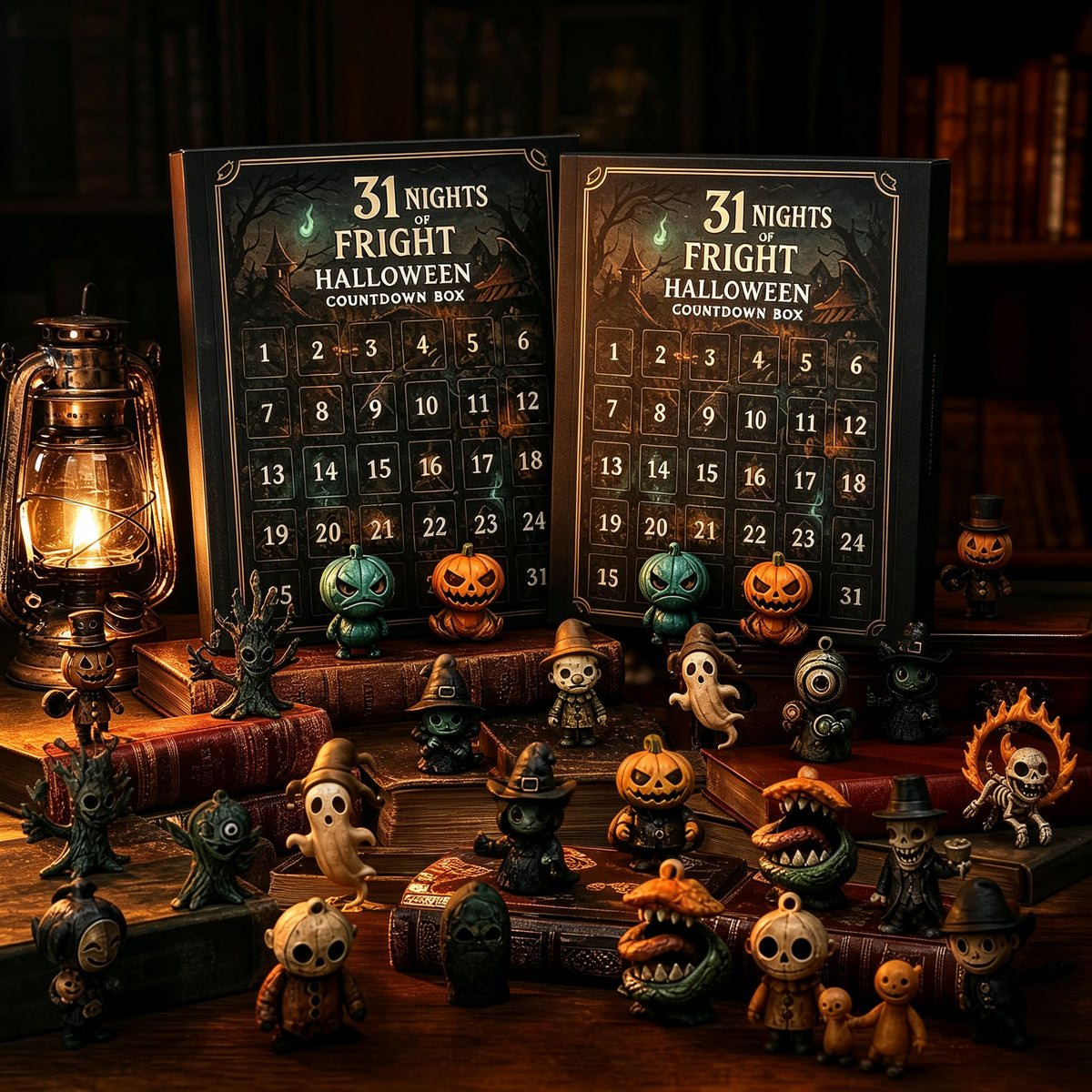 Halloween 31 nights Countdown Blind Box Set Spooky Cute Resin Figurine Advent Calendar for Holiday Decoration Gifts